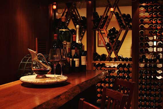 La Scala’s Lovely Wine Tasting Room with Wine Racks and Bar